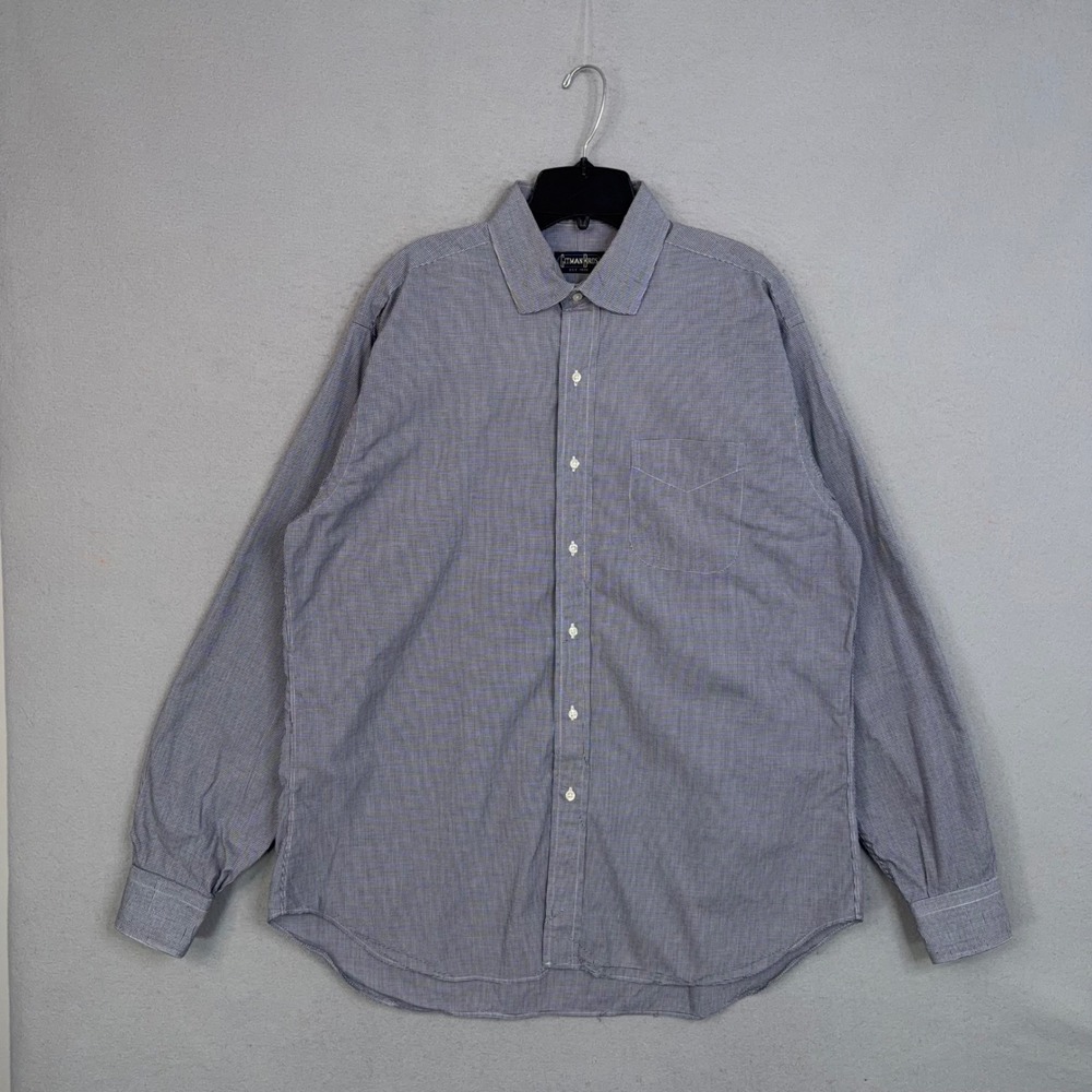 Gitman Bros Button Down Shirt Men 16-35 Blue Micro Gingham Long Sleeve Classic